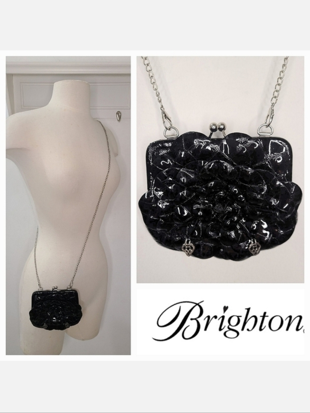 Brighton Vintage Rosalie Shine Large Patent Leather Crossbody Coin Purse